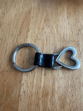 Vintage BRIGHTON leather key chain hearted shape 3.25” long